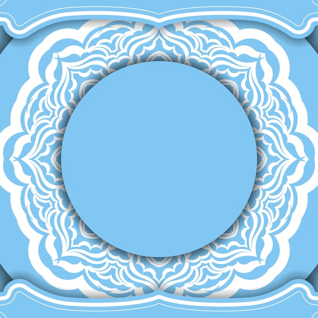 Blue banner with luxurious white ornaments and place for your text