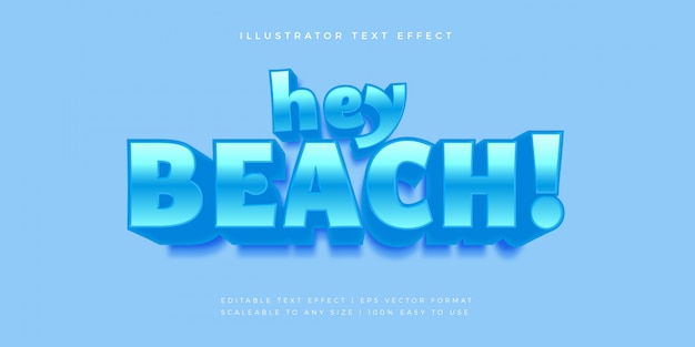 Vector blue beach text style font effect