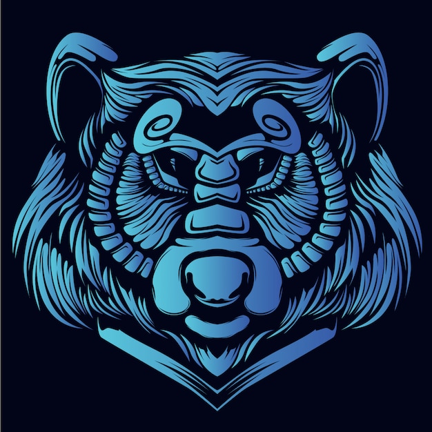 Blue bear head illustration