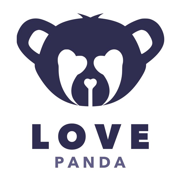 A blue bear head with the words love panda on it