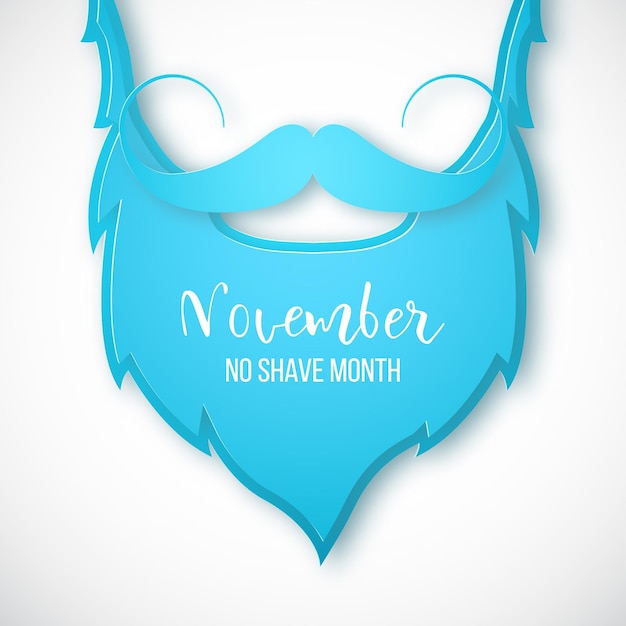 Vector blue beard and mustache in paper art style