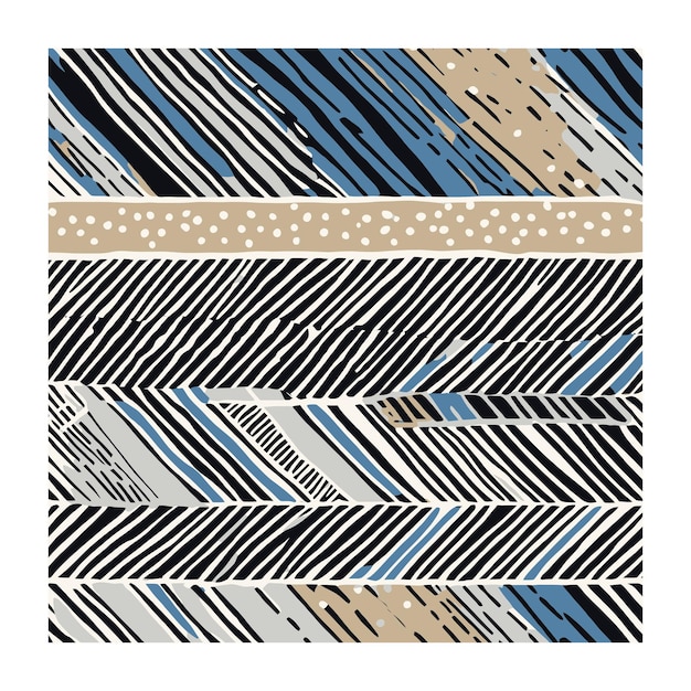 Blue Beige and Black Modern Contemporary Pattern