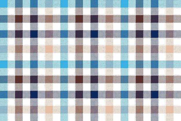 Blue beige check plaid seamless pattern