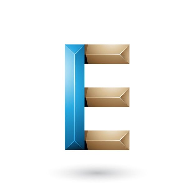 Vector blue and beige pyramid like geometrical letter e vector illustration