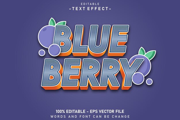 Vettore effetto testo modificabile blue berry