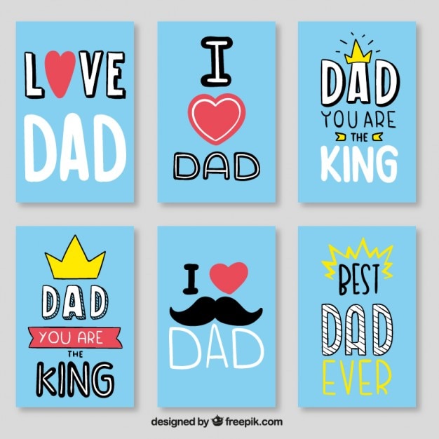 Vector blue best dad card set