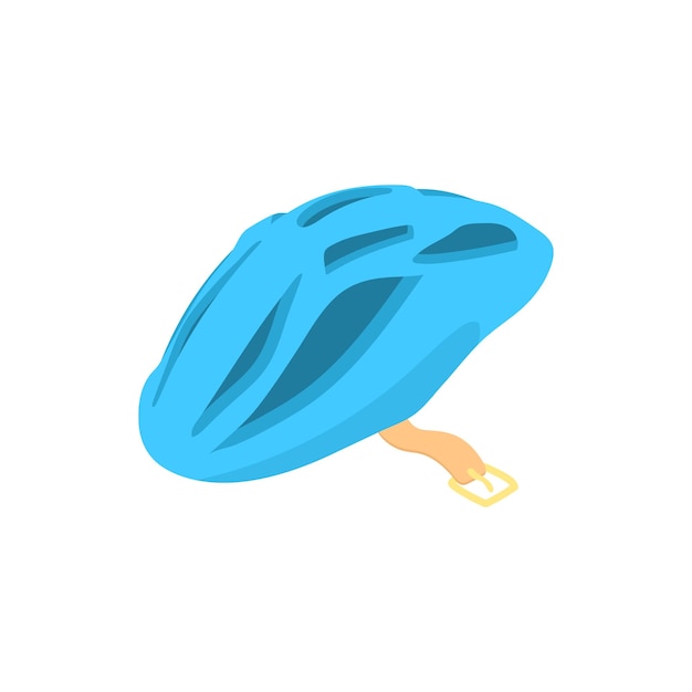 흰색 배경에 만화 스타일의 파란색 자전거 헬멧 아이콘
