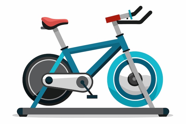 青い車輪と赤い座席を持つ青い自転車