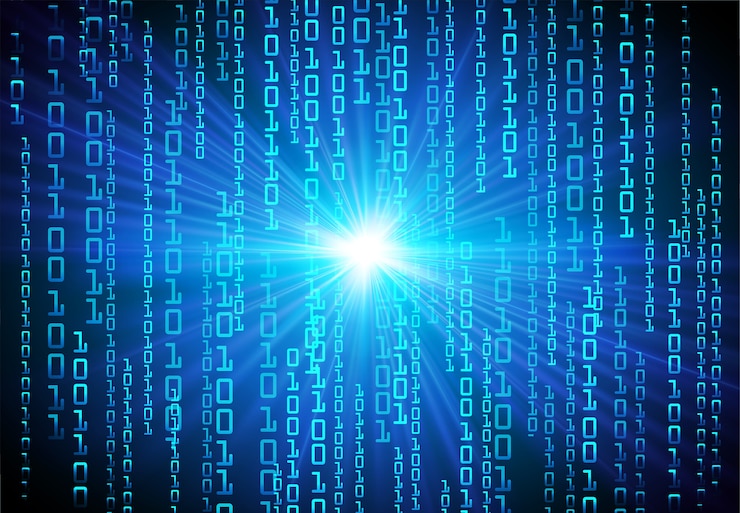 Vector blue binary code cyber future technology