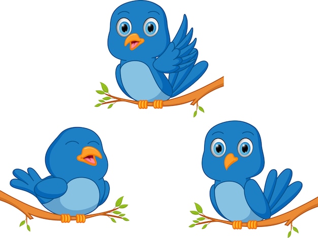 Vector blue bird cartoon