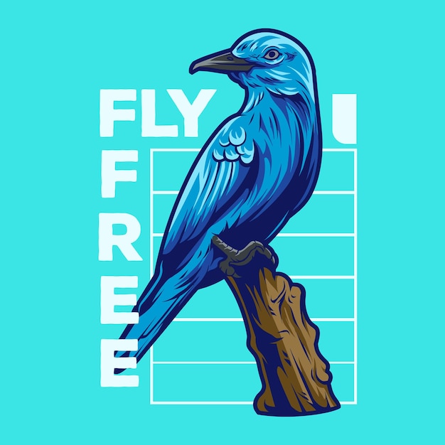 Vector blue bird geometry vector illustration