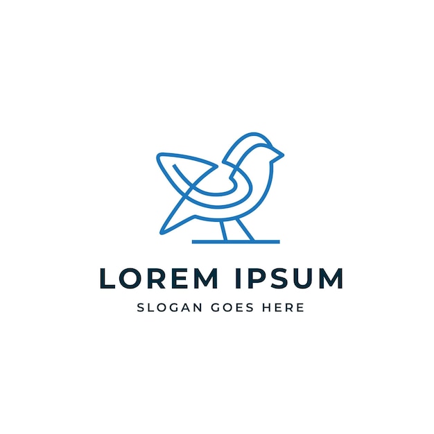 Vector blue bird modern animal logo