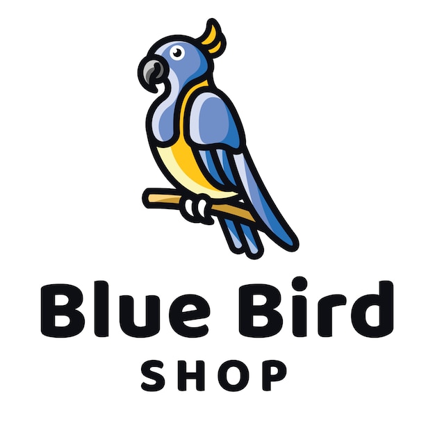 Blue bird shop logo template