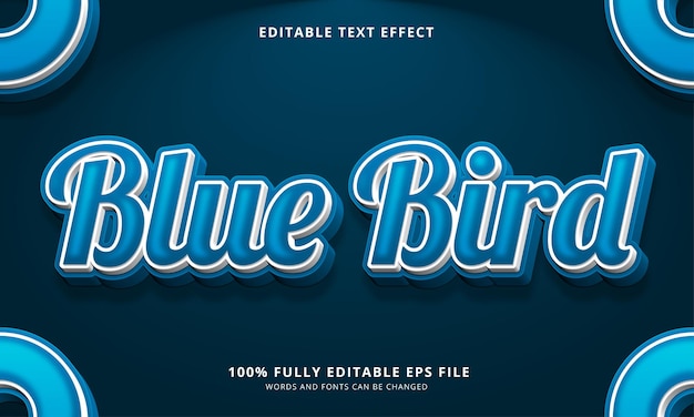 Vector blue bird text style editable text effect