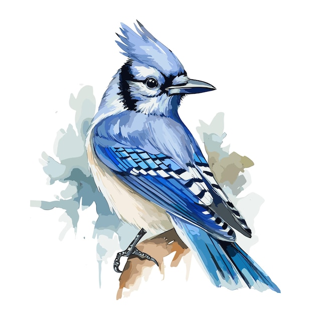 синяя птица акварель изолирована на белом фоне милый мультфильм птицы
