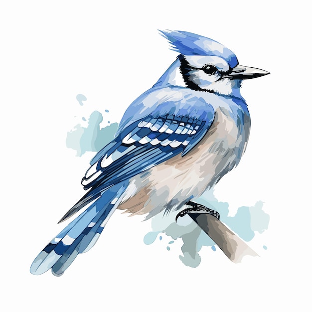 blue bird watercolor isolated on white background cute bird cartoon