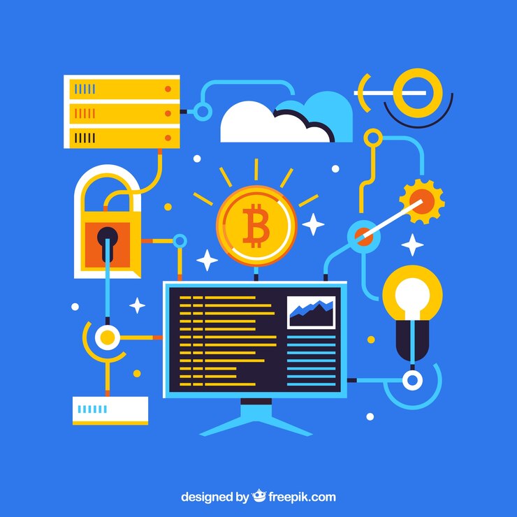 Vector blue bitcoin design