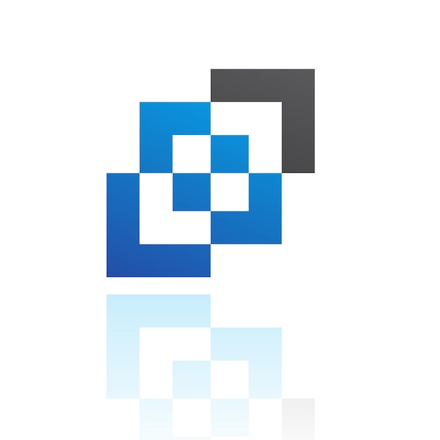 青と黒の抽象的な交差する正方形のロゴ アイコン