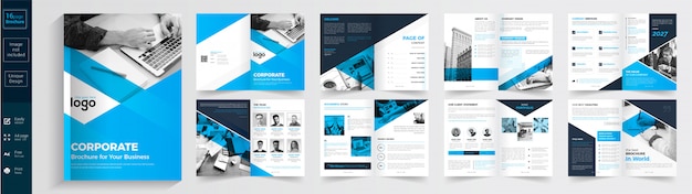 Vector blue and black business brochure template