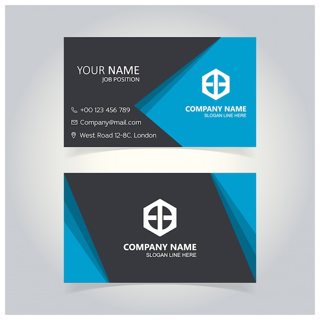 Blue and black business card template