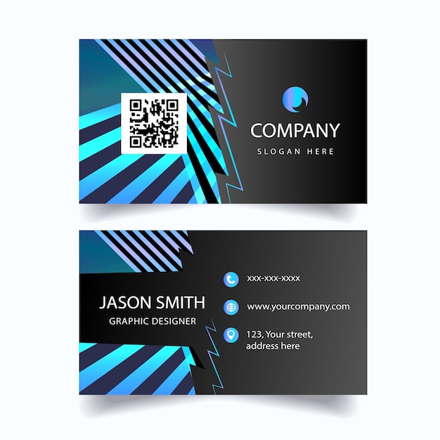 blue and black business card template