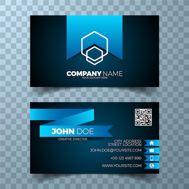 Blue and black business card