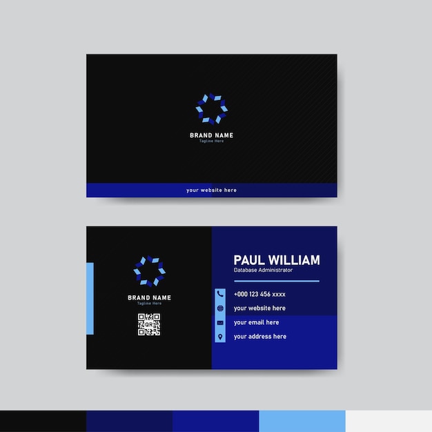 Blue and black business identity card template concept