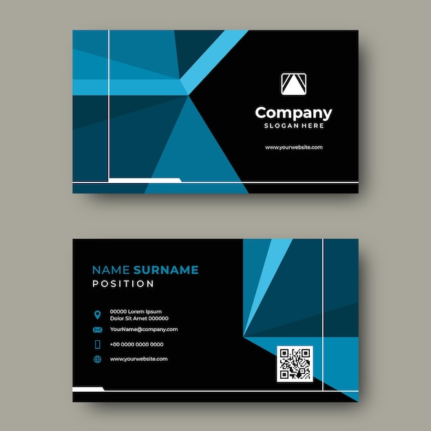 Blue and black color modern business card geometric vector design