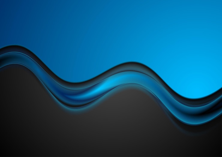 Vector blue and black contrast smooth waves corporate background