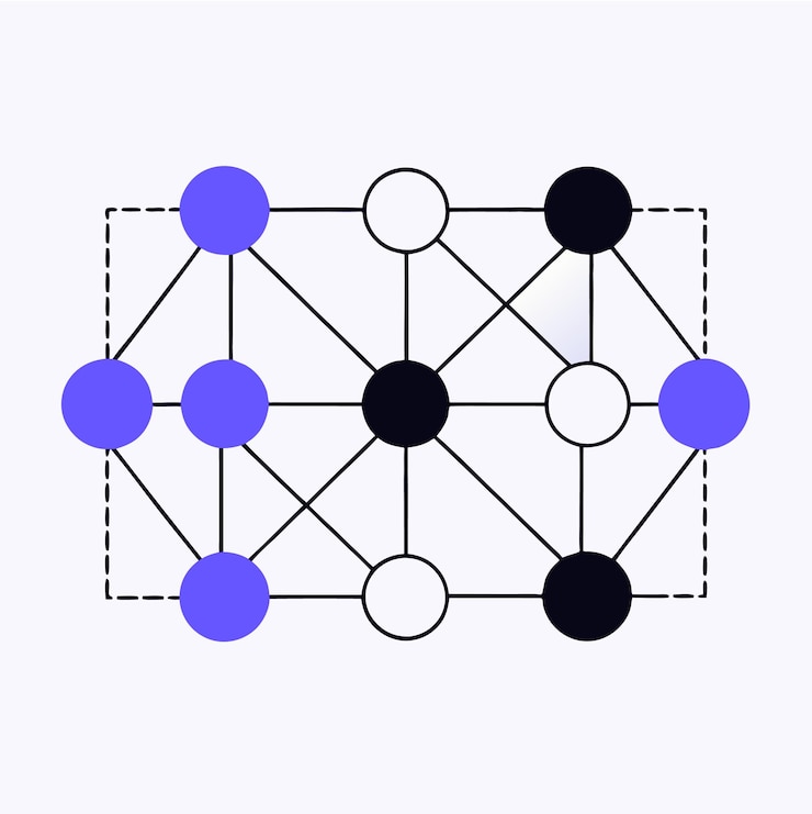 Vector a blue and black diamond with circles and a black and white one