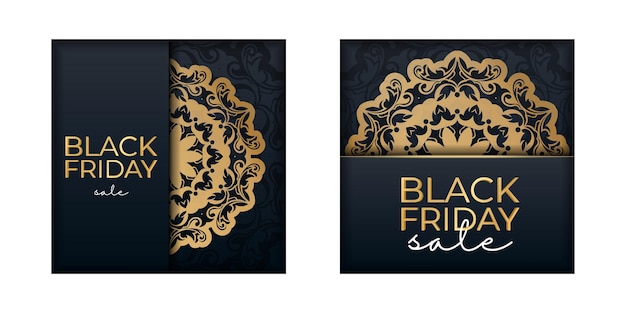 Blue black friday poster met abstract gouden patroon