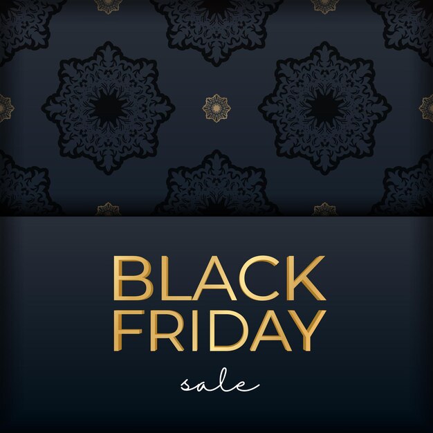 Blue black friday sale poster with vintage gold pattern