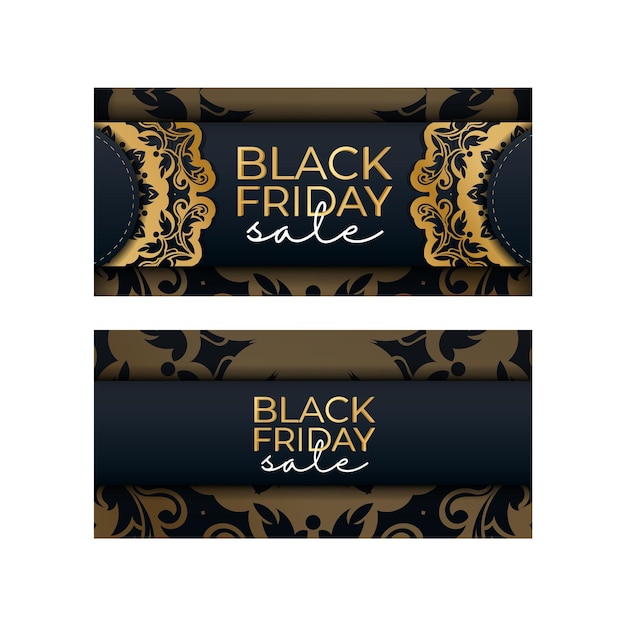 Blue black friday-uitverkoopposter met geometrisch goudpatroon