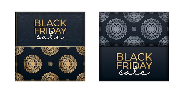 Blue black friday verkoop poster met luxe gouden ornament