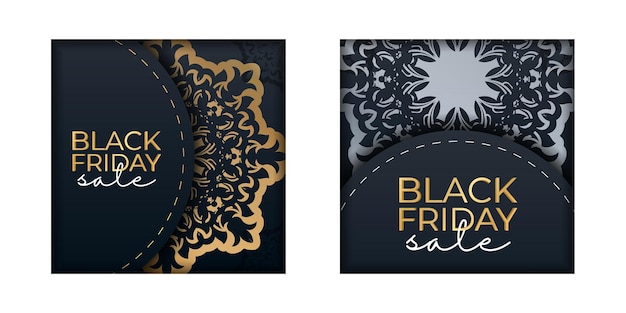 Blue black friday verkoop poster met luxe gouden ornament