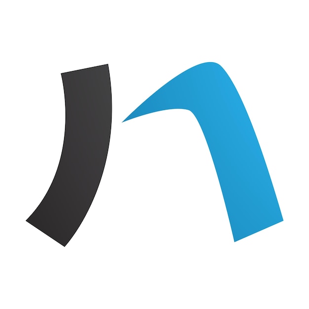 Iconica della lettera n blu e nera con un rettangolo curvo