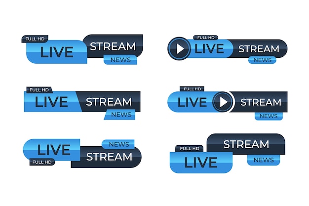 Vector blue and black live news streams