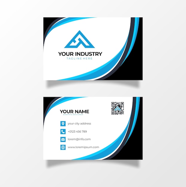 Vector blue black modern business card design template