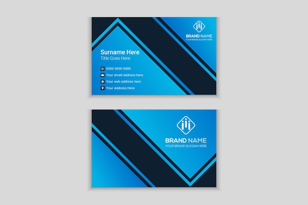 Blue and black modern business card template