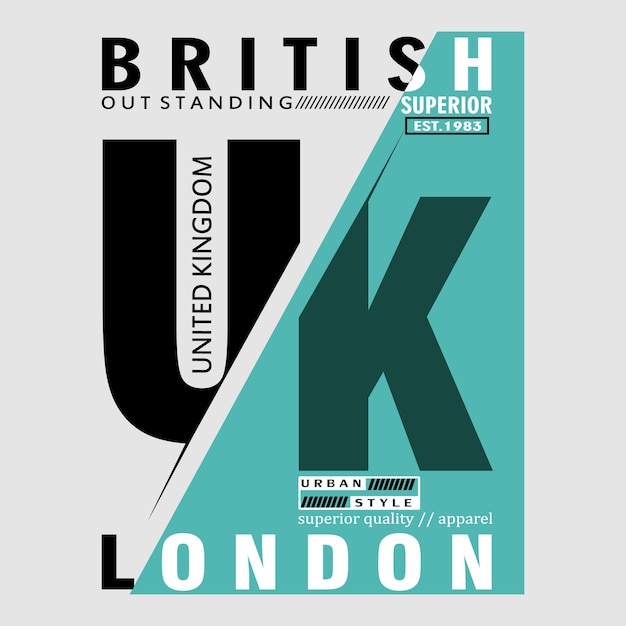 A blue and black poster that says british london