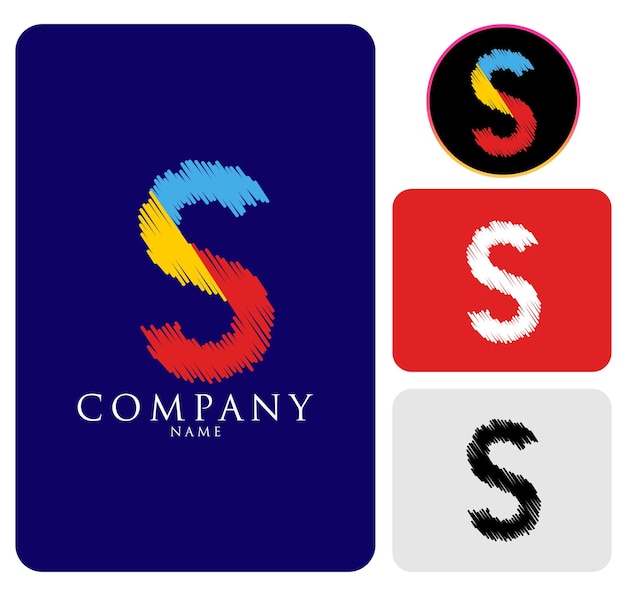 Blue Black Red and White Colorful alphabet Abstract letter S logo for the company and corporate