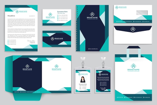 Blue and black stationery design