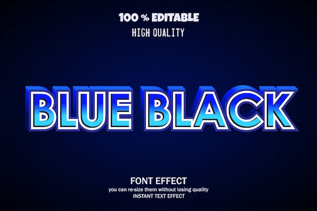 Blue black text, editable font effect