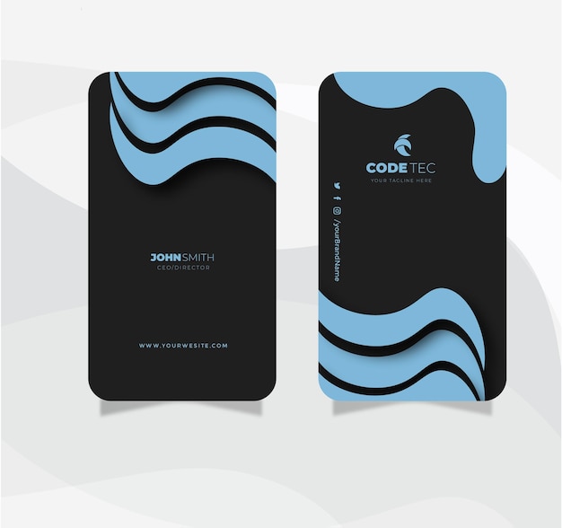 Vector blue black visiting card clean minimal. royal.  modern business card template