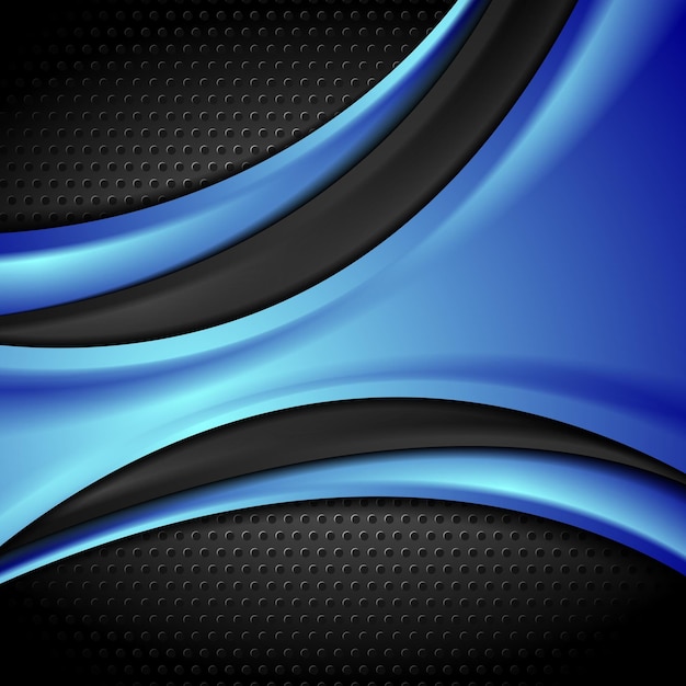 Blue and black waves on perforated background