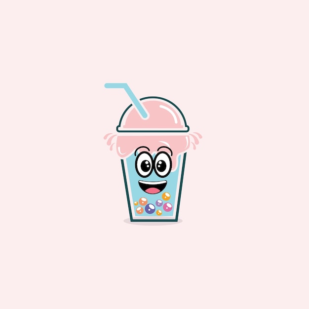 Vector blue boba cute icon design