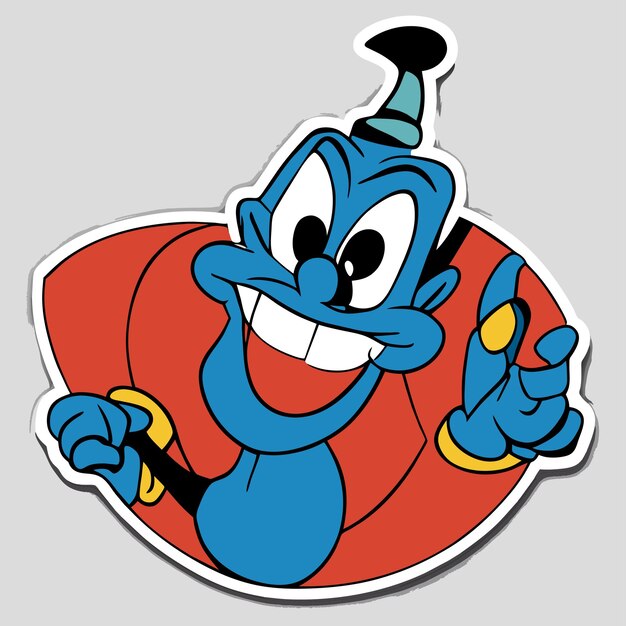 Vector blue body smurf hand drawn flat stylish cartoon sticker icon concept isolated illustration