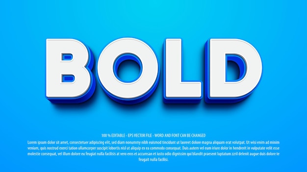 Vector blue bold 3d editable text effect