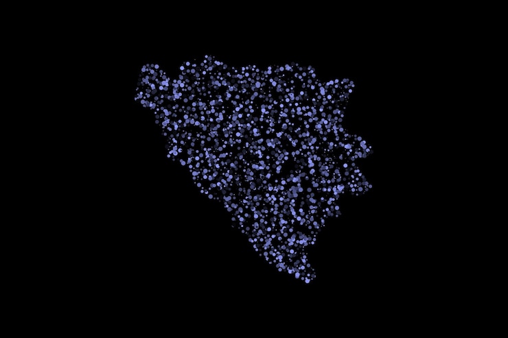 Vector blue bosnia and herzegovina country map border circles background