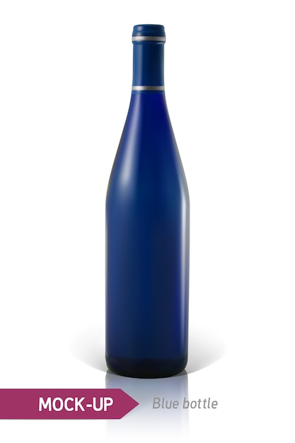 Vettore bottiglie blu di vino o cocktail